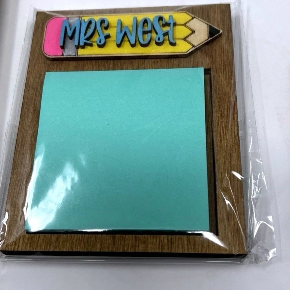 Teacher Inspired Mrs. West Teacher Desk‎ Set Sticky Note Holder & Coaster